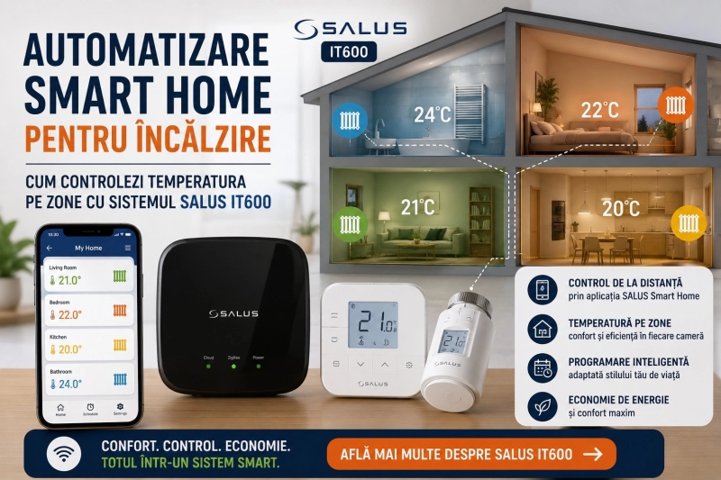 Automatizare smart home pentru încălzire: cum controlezi temperatura pe zone cu sistemul Salus IT600