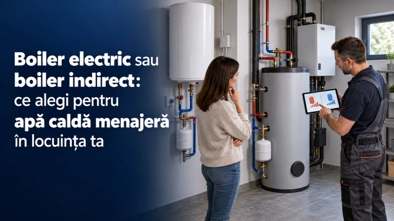 Boiler electric vs boiler indirect pentru centrala pe gaz: diferente si alegere