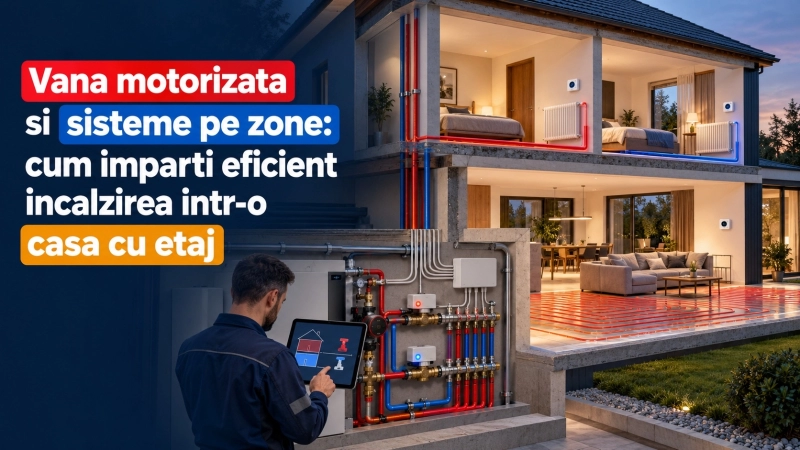 Vana motorizata si incalzirea pe zone: cum imparti eficient o casa cu etaj